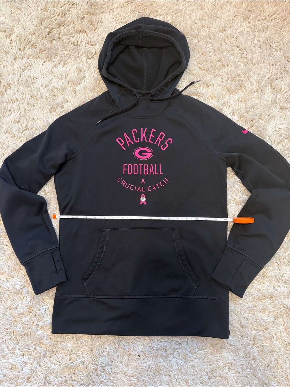 Nike Green Bay Packer Black Therma-Fit Team Apparel Hoodie